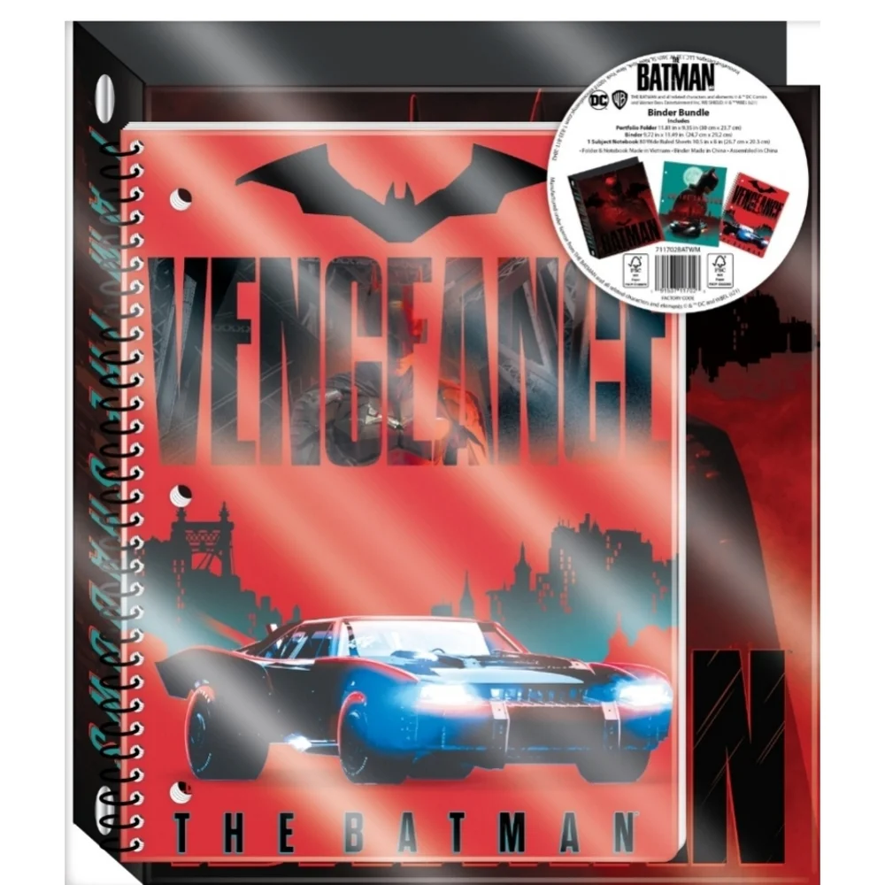 DC Comics Batman Bundle 3 Ring Binder, Folder, Notebook, Composition Book NEW!!